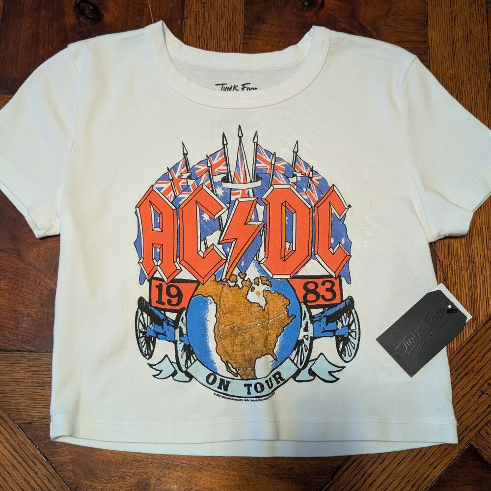Junk Food Clothing White AC/DC Crop Top